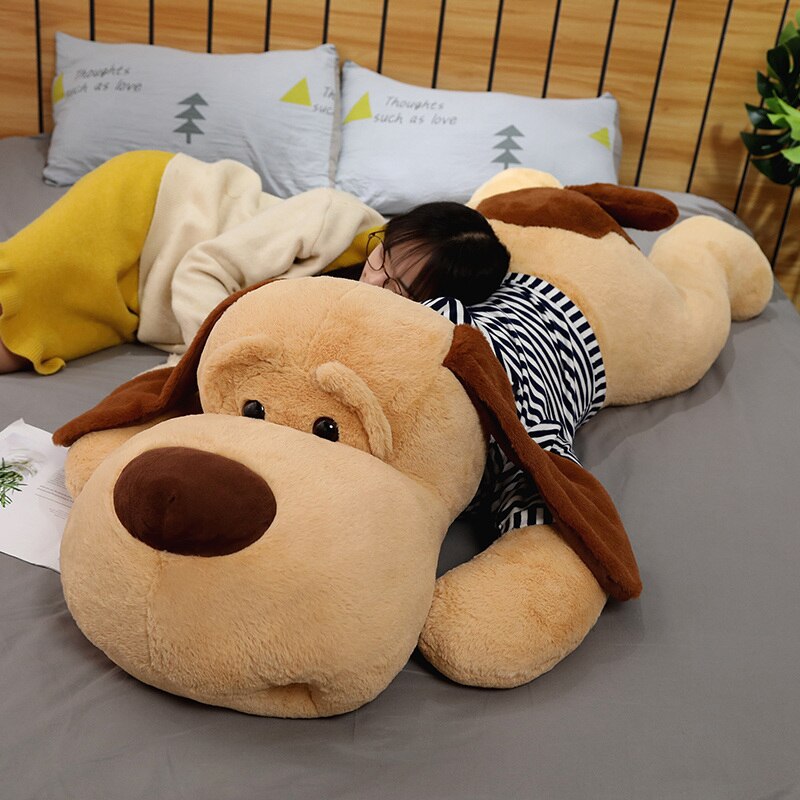 1PC 70/90/130 CM Giant Plush Toy Big Sleeping Dog Stuffed Dog Soft Animal Toy Soft Pillow Baby Girls Birthday Gift