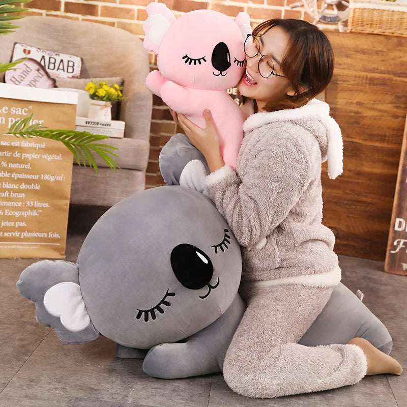 Cuddly Koala Doll Plush Toy Sleeping Kawaii Animal Lying Plushie Stuffed Peluche Grey Pink Squishy Kids Companion Gift