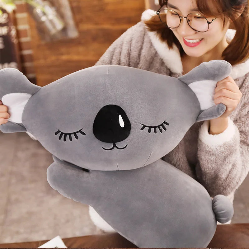 Cuddly Koala Doll Plush Toy Sleeping Kawaii Animal Lying Plushie Stuffed Peluche Grey Pink Squishy Kids Companion Gift