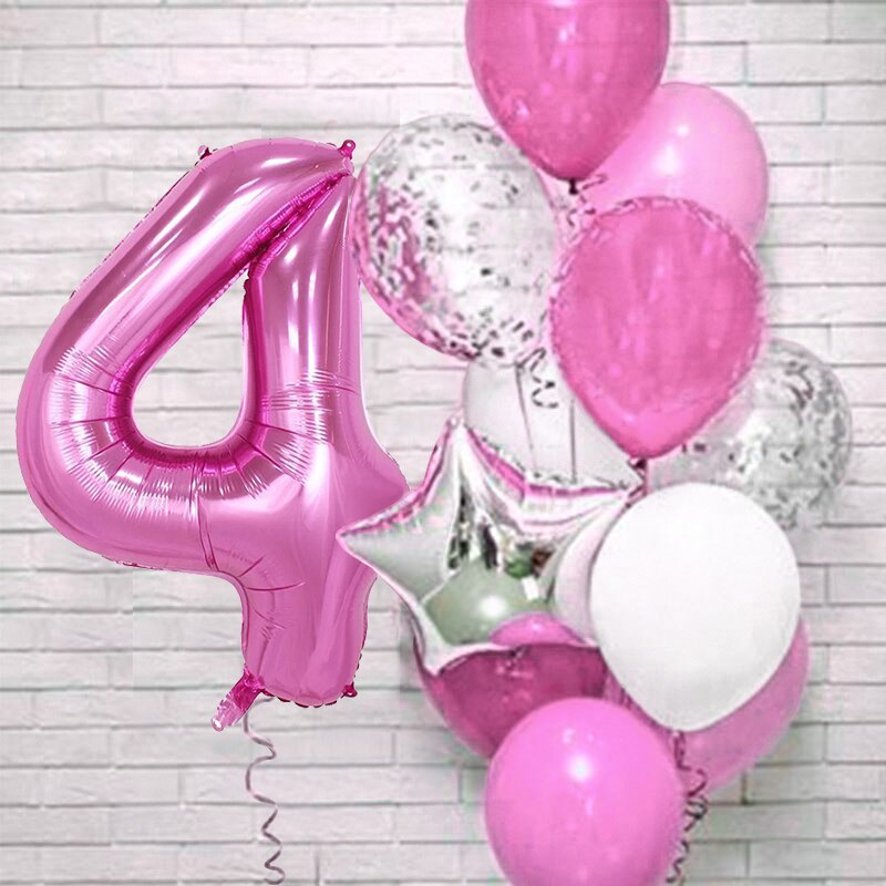 12Pcs/set Number Foil Latex Balloons for Kids Birthday Party Decoration 1st One Year Birthday Decor Baby Shower Balloon