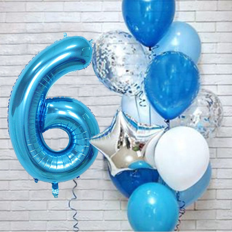 12Pcs/set Number Foil Latex Balloons for Kids Birthday Party Decoration 1st One Year Birthday Decor Baby Shower Balloon