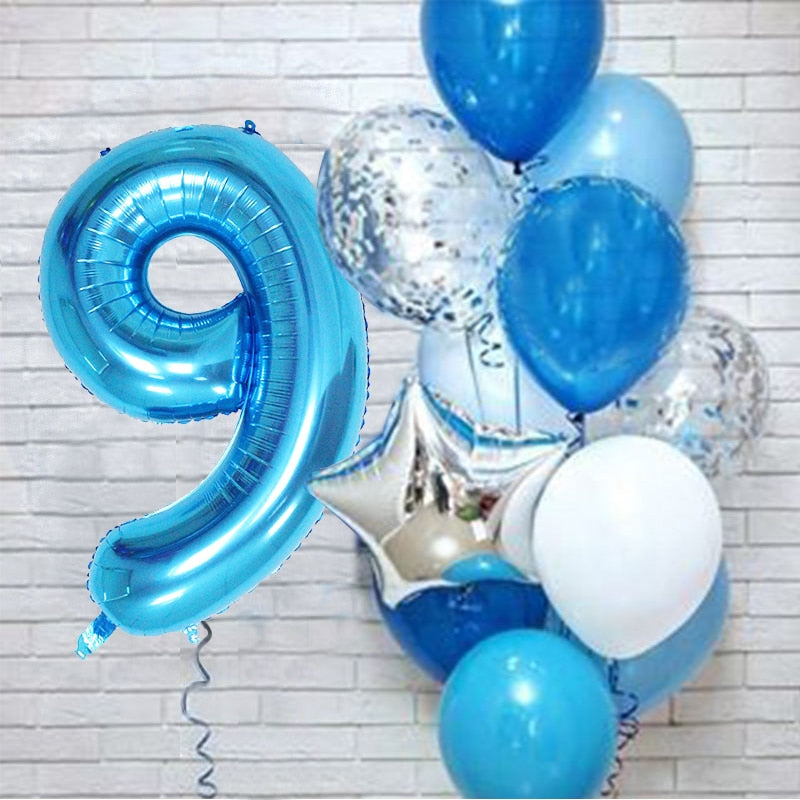 12Pcs/set Number Foil Latex Balloons for Kids Birthday Party Decoration 1st One Year Birthday Decor Baby Shower Balloon