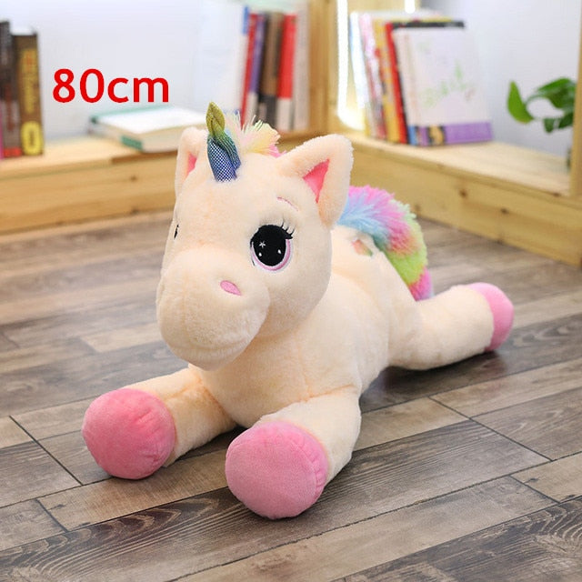 2024 New Arrival large unicorn plush toys cute pink white horse soft doll stuffed animal big toys for children birthday gift