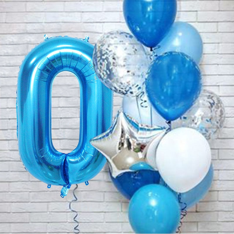 12Pcs/set Number Foil Latex Balloons for Kids Birthday Party Decoration 1st One Year Birthday Decor Baby Shower Balloon