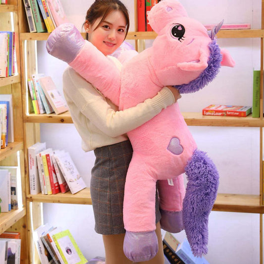 2024 New Arrival large unicorn plush toys cute pink white horse soft doll stuffed animal big toys for children birthday gift