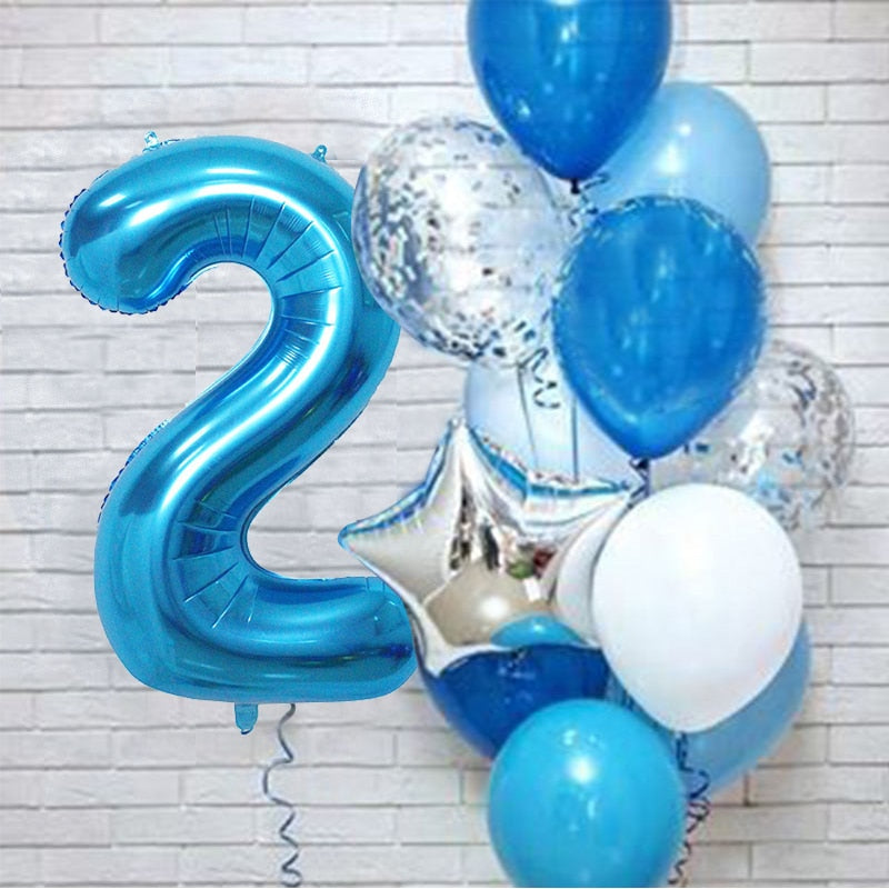 12Pcs/set Number Foil Latex Balloons for Kids Birthday Party Decoration 1st One Year Birthday Decor Baby Shower Balloon