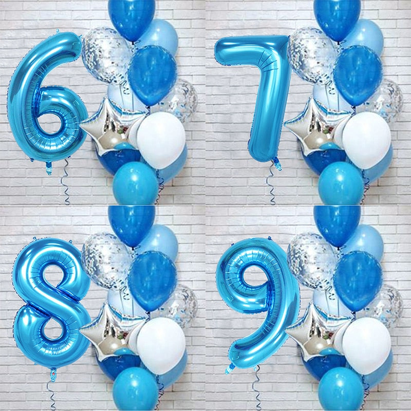 12Pcs/set Number Foil Latex Balloons for Kids Birthday Party Decoration 1st One Year Birthday Decor Baby Shower Balloon