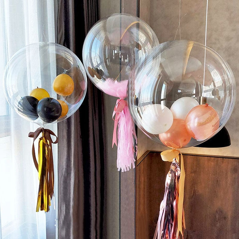 10pcs 10-24inch Transparent Bobo Bubble Balloon Clear Inflatable Air Helium Globos Wedding Birthday Party Decoration Baby Shower