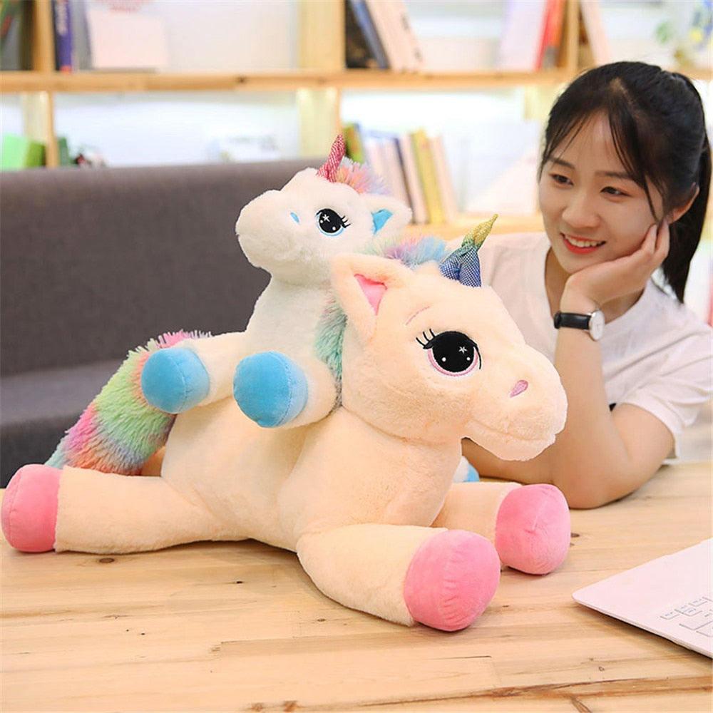 2024 New Arrival large unicorn plush toys cute pink white horse soft doll stuffed animal big toys for children birthday gift