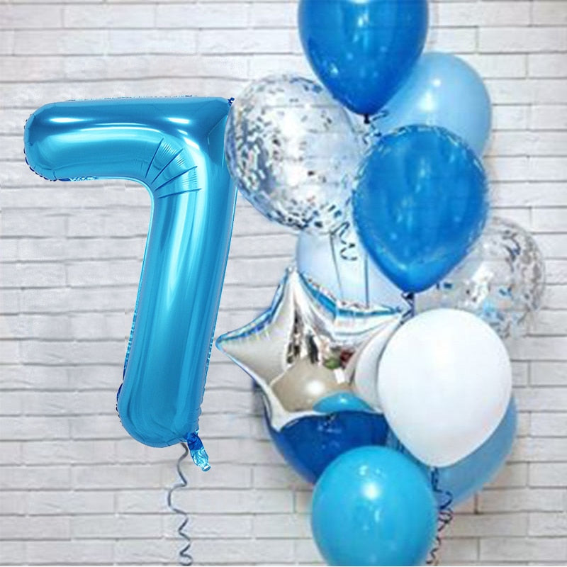 12Pcs/set Number Foil Latex Balloons for Kids Birthday Party Decoration 1st One Year Birthday Decor Baby Shower Balloon