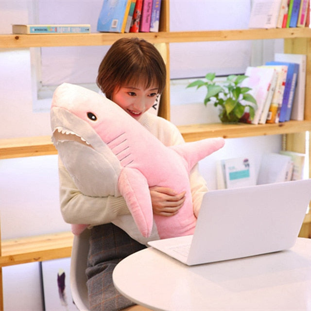 45-140 cm Big Size Shark Plush Toy Soft Stuffed Animal Reading Pillow for Birthday Gifts Cushion Gift For Children