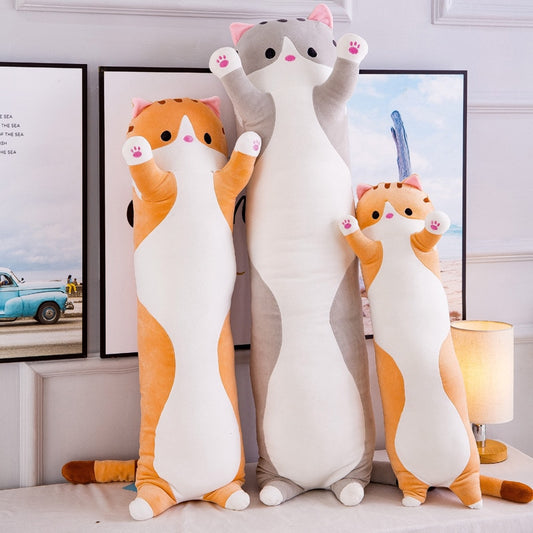 Big Animal Cat Plush Toys Cute Creative Long Soft Toys Office Lunch Break Nap Sleeping Pillow Cushion Stuffed Gift Doll for Kids