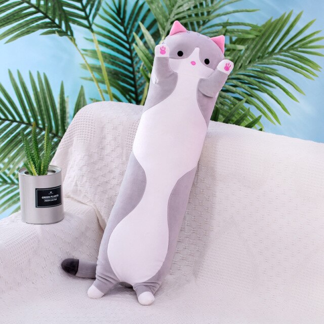 Big Animal Cat Plush Toys Cute Creative Long Soft Toys Office Lunch Break Nap Sleeping Pillow Cushion Stuffed Gift Doll for Kids