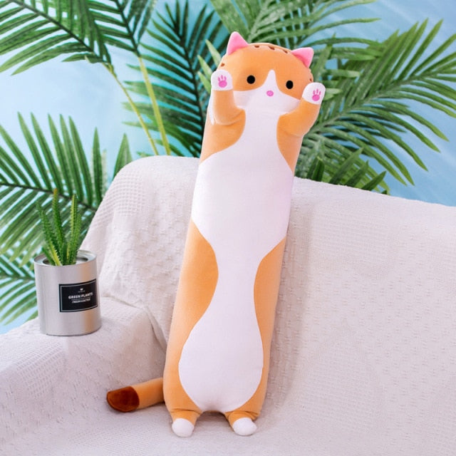 Big Animal Cat Plush Toys Cute Creative Long Soft Toys Office Lunch Break Nap Sleeping Pillow Cushion Stuffed Gift Doll for Kids