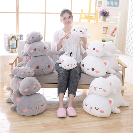 35-65cm Kawaii Lying Cat Plush Toys Stuffed Cute Cat Doll Lovely Animal Pillow Soft Cartoon Toys for Children Girls Christmas Gift